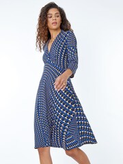 Roman Blue Geometric Print Dress - Image 1 of 5