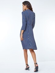 Roman Blue Geometric Print Dress - Image 2 of 5