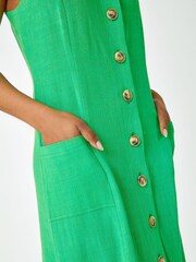 Roman Green Petite Button Front Pocket Dress - Image 5 of 5