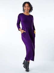 Roman Purple Petite Stretch Jersey Midi Dress - Image 4 of 6