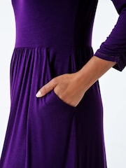 Roman Purple Petite Stretch Jersey Midi Dress - Image 6 of 6