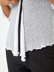 Roman White Textured Pointelle Detail Shrug - Image 5 of 5