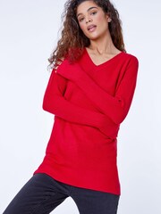 Roman Dark Red V-Neck Long Sleeve Jumper - Image 1 of 5