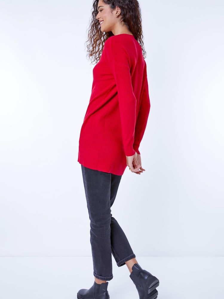 Roman Dark Red V-Neck Long Sleeve Jumper - Image 2 of 5