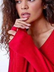 Roman Dark Red V-Neck Long Sleeve Jumper - Image 5 of 5