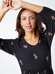 Roman Black Paisley Border Print Jersey Dress - Image 4 of 5