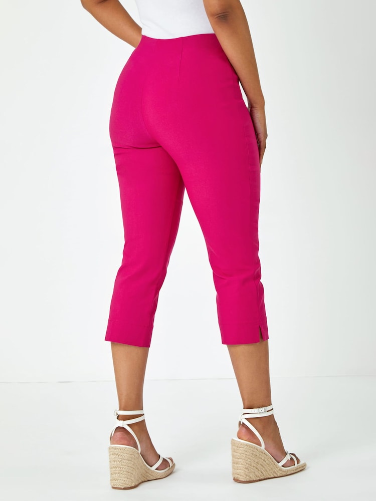 Roman Hot Pink Petite Cropped Stretch Capri Trousers - Image 2 of 4