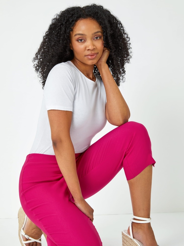 Roman Hot Pink Petite Cropped Stretch Capri Trousers - Image 4 of 4