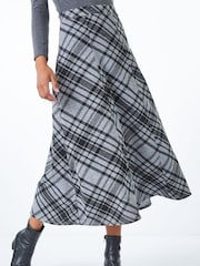 Roman Grey Tartan Checked Midi Skirt - Image 1 of 5