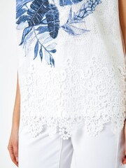 Roman Blue Floral Border Lace Trim Jersey Top - Image 5 of 5