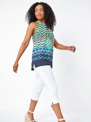 Schwarz - Roman Petite Zickzack-Print Neckholder-Top - Bild 3 von 5