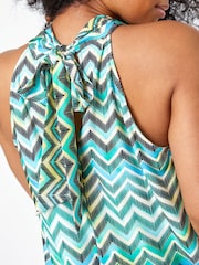 Schwarz - Roman Petite Zickzack-Print Neckholder-Top - Bild 5 von 5