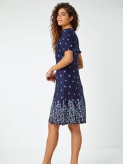 Roman Blue Border Print Floral Dress - Image 2 of 5