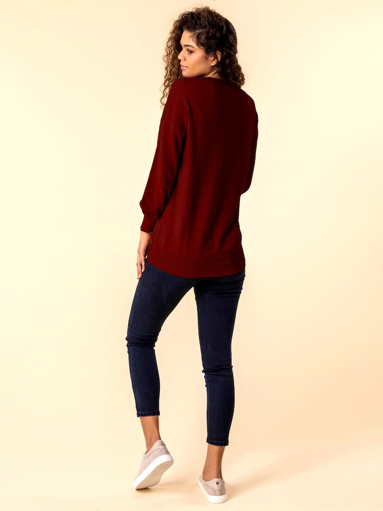 Roman Red V-Neck Long Sleeve Jumper - Image 2 of 4