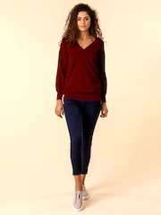 Roman Red V-Neck Long Sleeve Jumper - Image 3 of 4