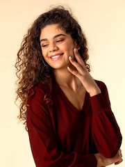 Roman Red V-Neck Long Sleeve Jumper - Image 4 of 4