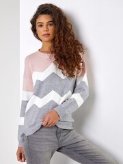 Roman Pink Zig Zag Contrast Jumper - Image 1 of 5