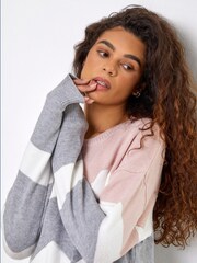Roman Pink Zig Zag Contrast Jumper - Image 4 of 5
