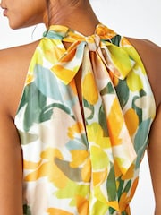 Roman Yellow Floral Halterneck Pleated Maxi Dress - Image 5 of 5