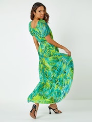 Roman Green Palm Print Tiered Maxi Dress - Image 2 of 5