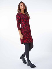Roman Red Abstract Spot Print Pocket Shift Dress - Image 3 of 5