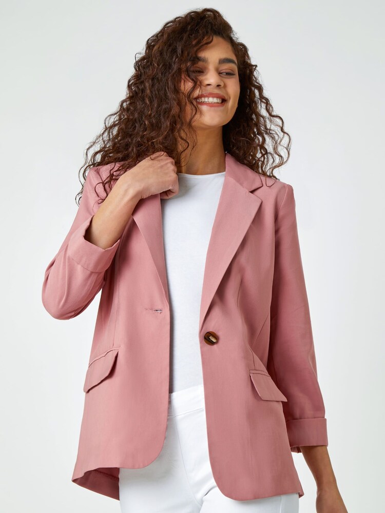 Roman Pink Single Breasted Button Blazer - Image 1 of 5