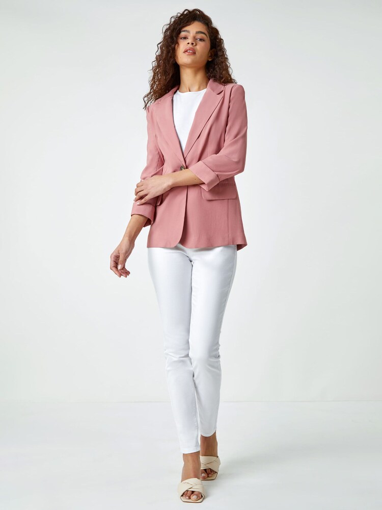 Roman Pink Single Breasted Button Blazer - Image 2 of 5