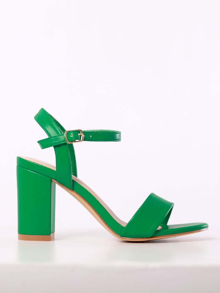 Verde - Sandalias de tacón cuadrado minimalistas con parte posterior abiertas Skyline de Linzi - Imagen 2 de 3