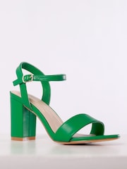 Verde - Sandalias de tacón cuadrado minimalistas con parte posterior abiertas Skyline de Linzi - Imagen 3 de 3