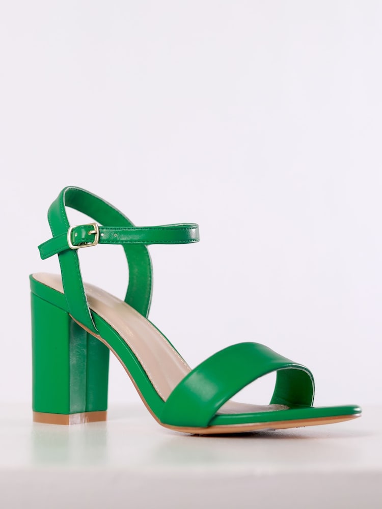 Verde - Sandalias de tacón cuadrado minimalistas con parte posterior abiertas Skyline de Linzi - Imagen 3 de 3