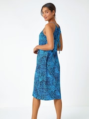 Vestido elástico con cuello halter y estampado animal de Roman - Imagen 2 de 5