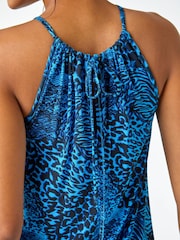 Vestido elástico con cuello halter y estampado animal de Roman - Imagen 5 de 5