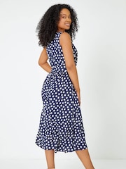 Roman Blue Petite Polka Dot Cropped Jumpsuit - Image 2 of 5