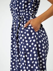 Roman Blue Petite Polka Dot Cropped Jumpsuit - Image 5 of 5