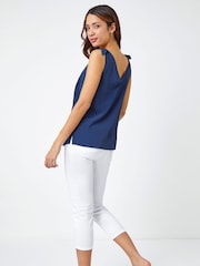 Roman Blue Tie Detail Strap Cami Top - Image 2 of 5