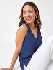 Roman Blue Tie Detail Strap Cami Top - Image 4 of 5