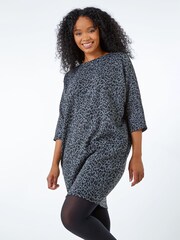 Roman Grey Petite Animal Slouch Dress - Image 1 of 5
