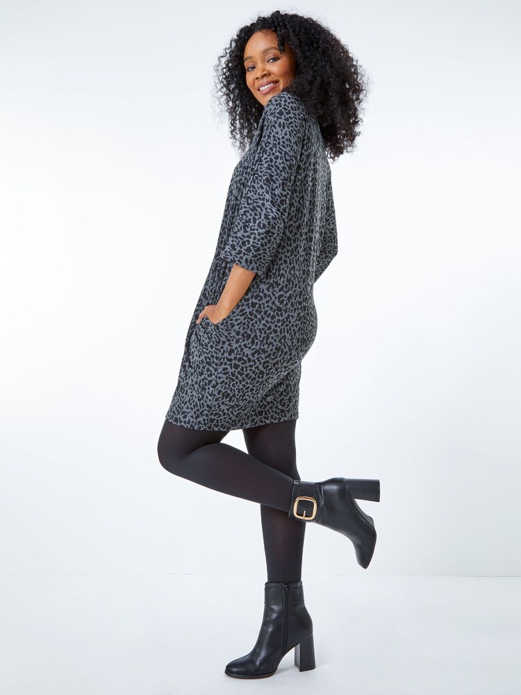 Roman Grey Petite Animal Slouch Dress - Image 2 of 5