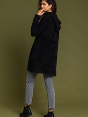Roman Black Fluffy Hooded Cardigan - Image 2 of 5