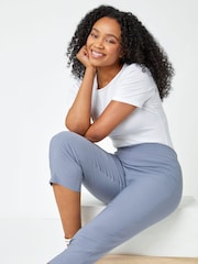 Roman Grey Petite Cropped Stretch Capri Trousers - Image 4 of 5