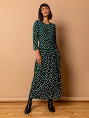 Roman Green Ditsy Floral Print Midi Dress - Image 1 of 4