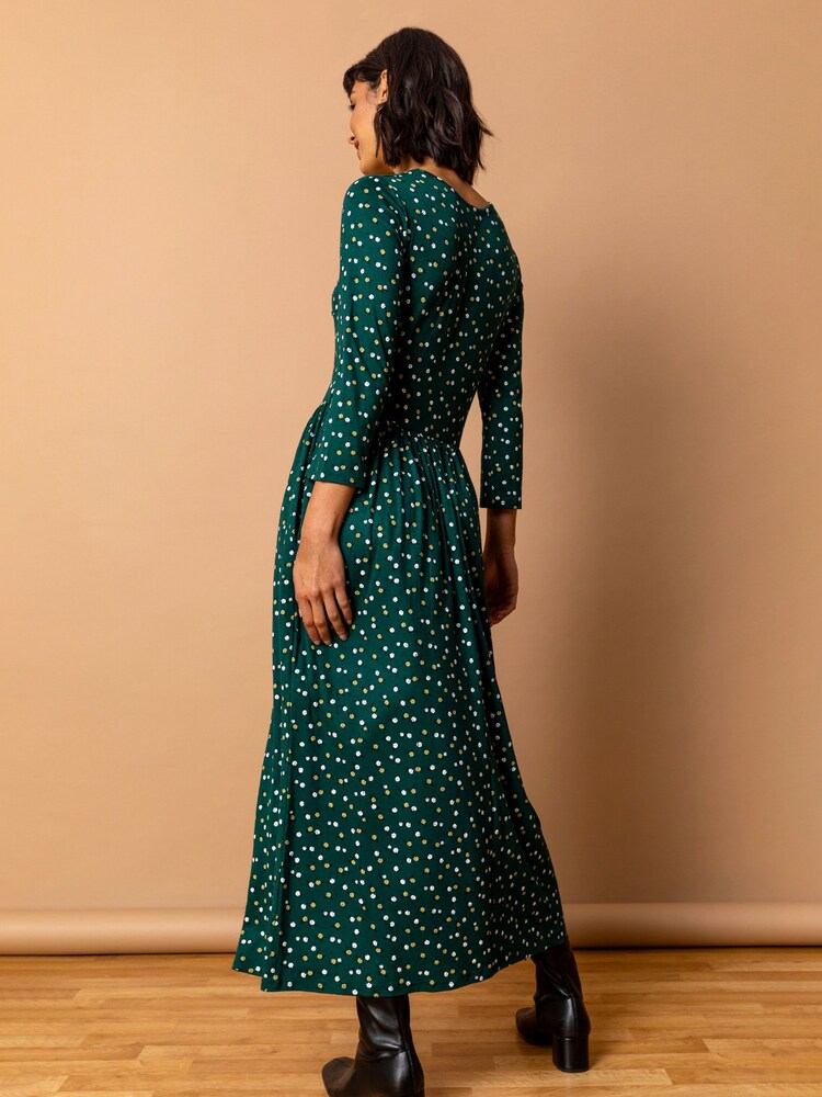 Roman Green Ditsy Floral Print Midi Dress - Image 2 of 4