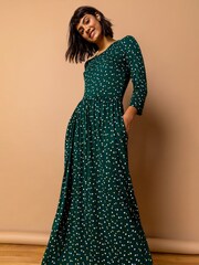 Roman Green Ditsy Floral Print Midi Dress - Image 3 of 4