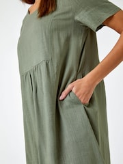 Roman Green Relaxed Cotton/Linen Blend Pocket Dress - Image 5 of 6