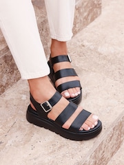 Linzi Black Venus Double Strap Flatform Sandals - Image 1 of 5