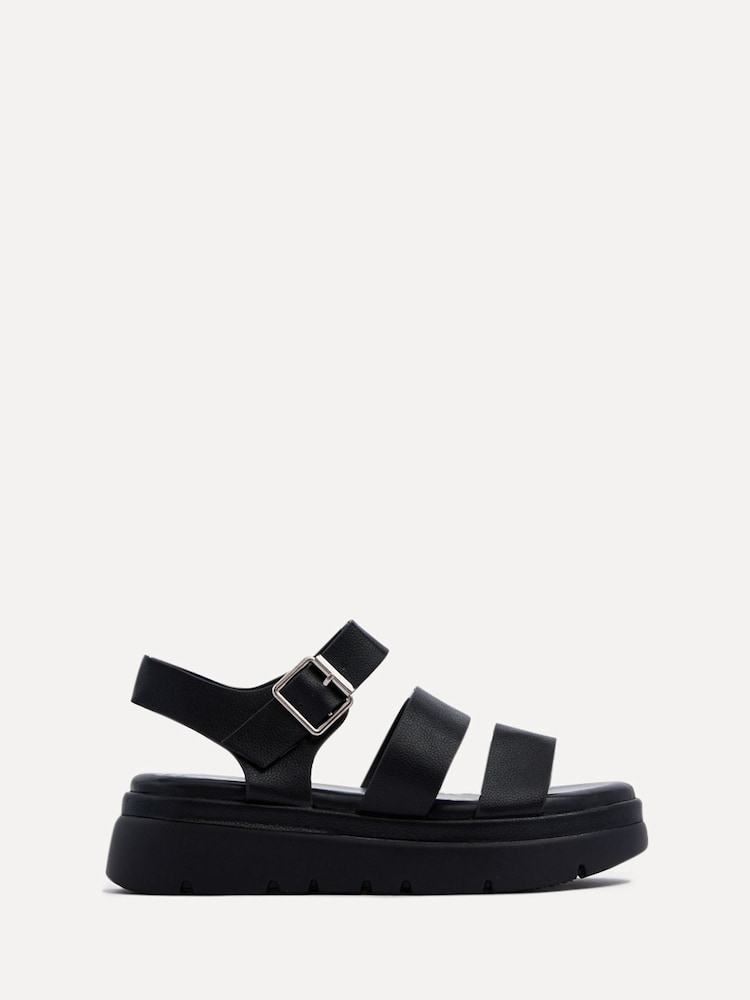 Linzi Black Venus Double Strap Flatform Sandals - Image 2 of 5