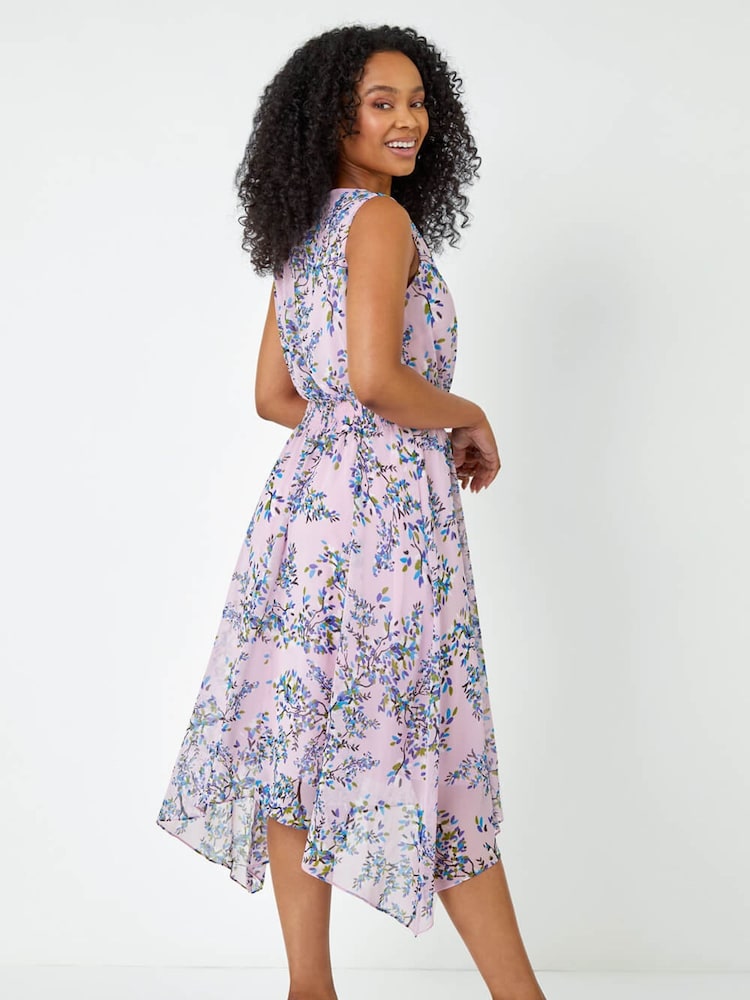 Roman Purple Petite Floral Print Sleeveless Midi Dress - Image 2 of 5