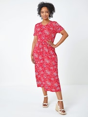 Roman Red Petite Floral Print Midi Dress - Image 1 of 5