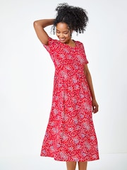 Roman Red Petite Floral Print Midi Dress - Image 2 of 5