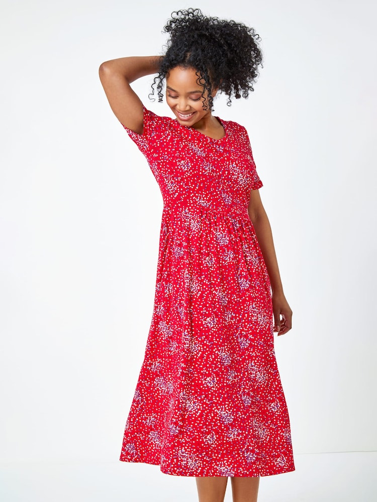 Roman Red Petite Floral Print Midi Dress - Image 2 of 5